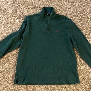 Ralph Lauren Dark Green Estate Rib Half Zip Sweater size Medium